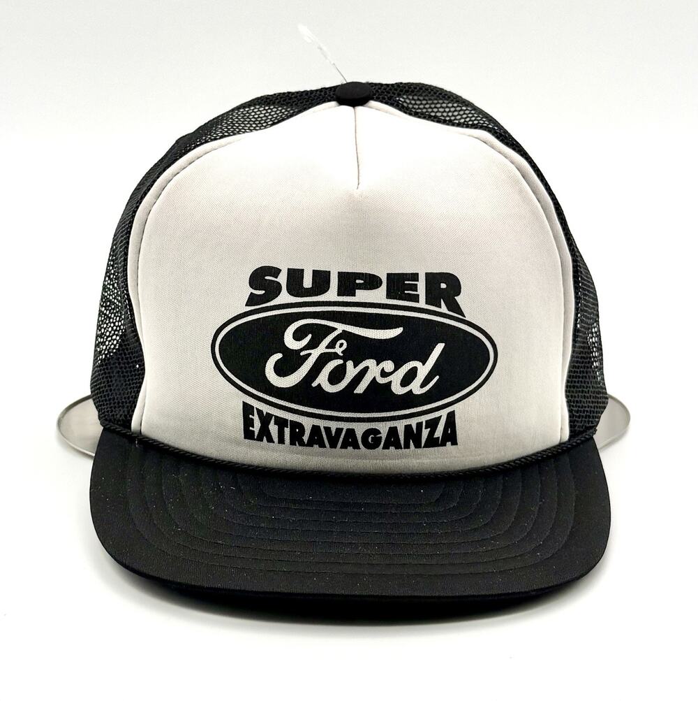 Vintage Rare Ford Trucker Style Foam/Mesh/Rope Snap Back White & Black Hat - New